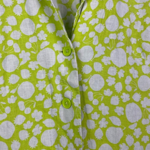 Urban Outfitters Lime Green Floral Fruit Novelty Print Button Up Mini Dress - Picture 5 of 7